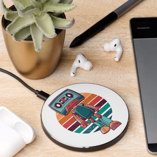 Vintage Tape Cartoon Design Wireless Charger