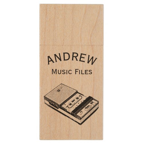 Vintage Tape recorder personalized Music Files USB Wood USB Flash Drive