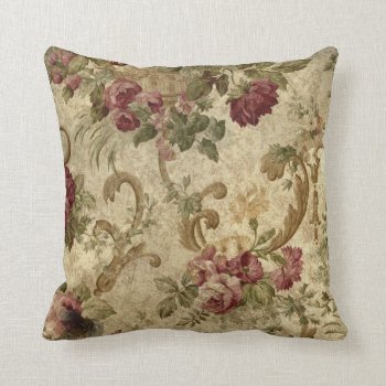 Vintage Tapestry Mauve Beige Green Pillow by SterlingClouds at Zazzle