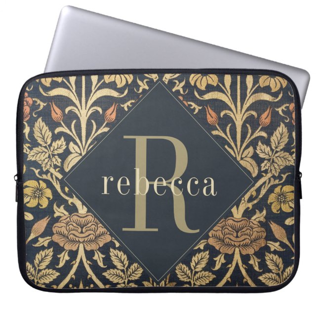 Vintage Tapestry William Morris Monogram Laptop Sleeve (Front)