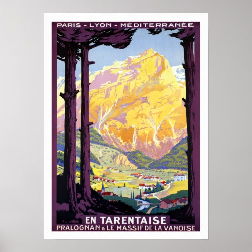 Vintage Tarentaise Valley France Alps Travel Poster