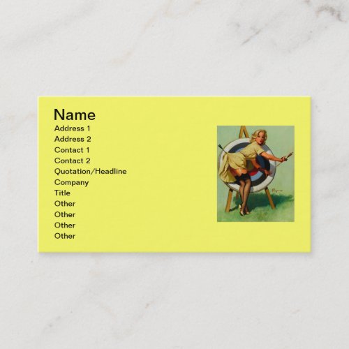 Vintage Gil Elvgren Target Archery Pinup Girl Business Cards