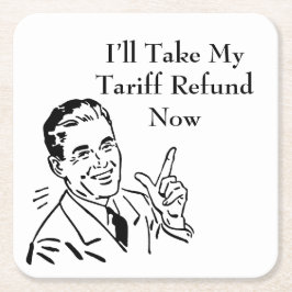 Vintage Tariff Refund Check Square Paper Coaster