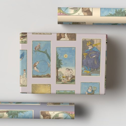 Vintage Tarot Cards Pastel Peach Pink Purple  Wrapping Paper Sheets