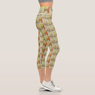 Vintage Tarot Cards Sun Moon Stars Capri Leggings