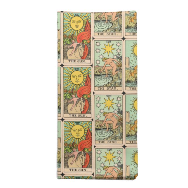 Vintage Tarot Cards Sun Moon Stars Napkin Set (Folded)