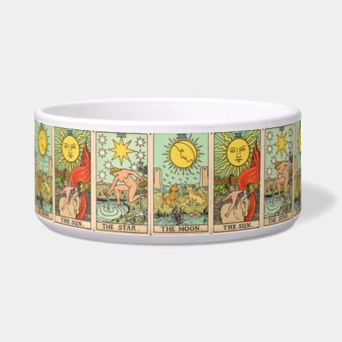 Vintage Tarot Cards Sun Moon Stars  Pet Bowl