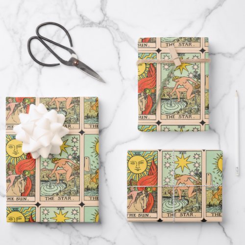 Vintage Tarot Cards Sun Moon Stars  Wrapping Paper Sheets