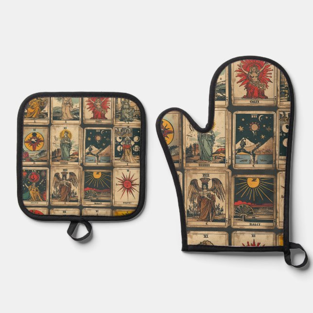 Vintage Tarot   Oven Mitt & Pot Holder Set (Front)
