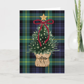 Vintage, Tartan Christmas Card with Christmas Tree