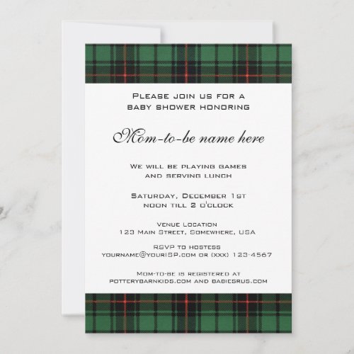 Vintage Tartan Davidson Modern Baby Shower Invitation