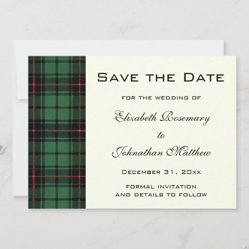 Vintage Tartan Davidson Modern Pattern Wedding Save The Date