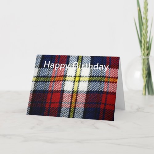 Vintage Tartan Fabric Happy Birthday Card