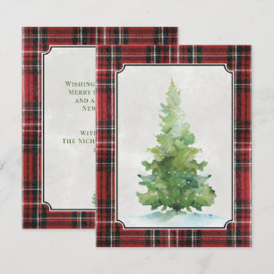 Vintage Tartan Plaid Christmas Tree Note Card