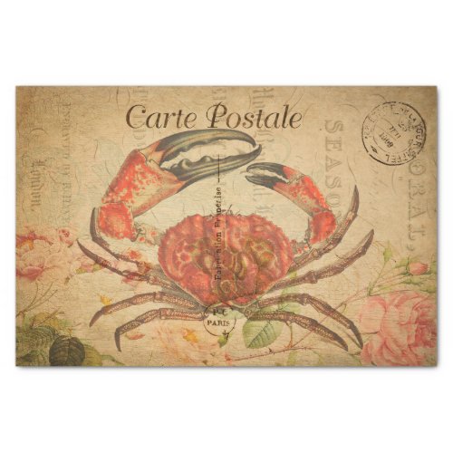 Vintage Tasmanian Crab Floral Flowers French Tissue Paper