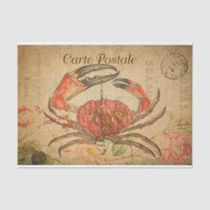Vintage Tasmanian Crab Floral Flowers French Tissue Paper