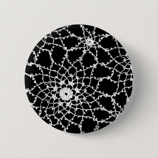 Vintage Tatted Lace Pinback Button (Front)