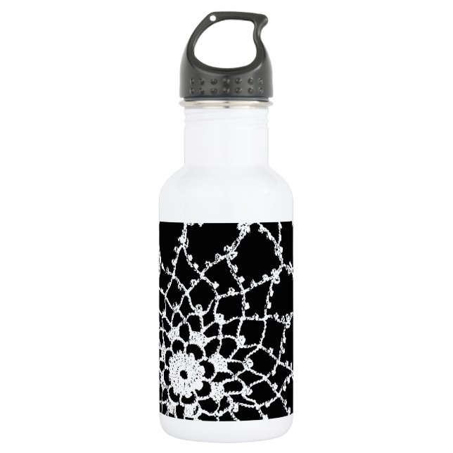 Vintage Tatted Lace Stainless Steel Water Bottle (Front)