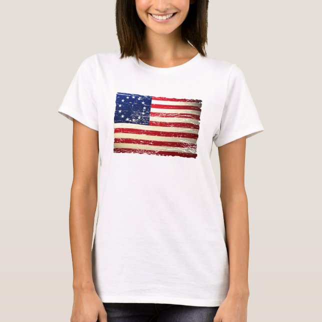 Vintage Tattered Betsy Ross American Flag T-shirt (Front)