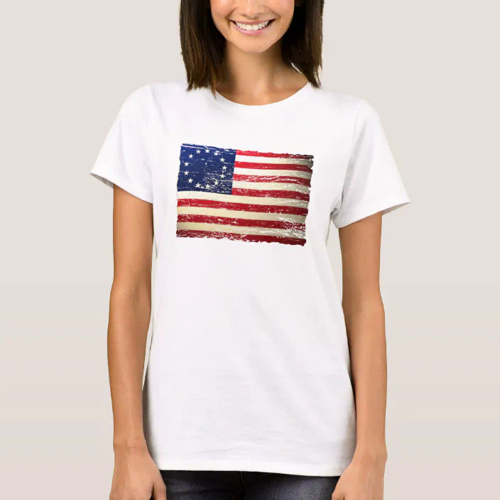 Freedoom The Statue of Liberty Women Tee Shirt Patriotic Tattered Vintage USA Flag Womens tee American Flag Women Tshirt