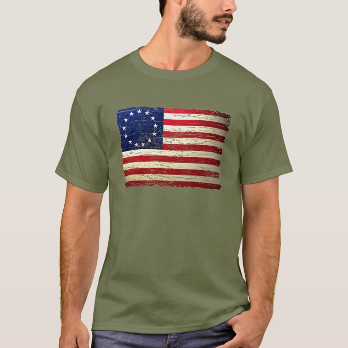 Vintage Tattered Betsy Ross American Flag T-shirt | Zazzle