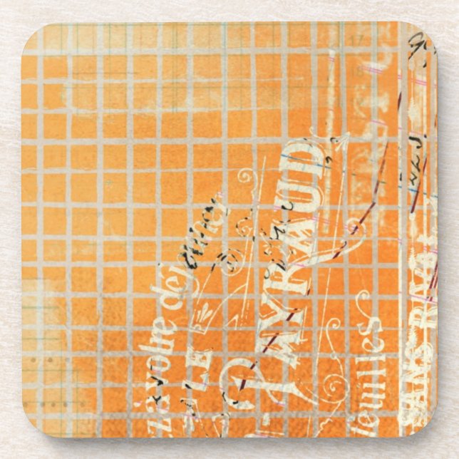 Vintage Tattered French Store Receipt Drink Coaster (Front)