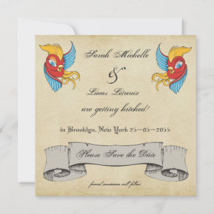 Vintage Tattoo Birds Sailor Wedding Save the Date