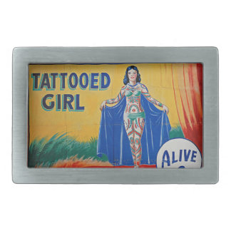 Vintage Tattoo Girl Circus Art Belt Buckle