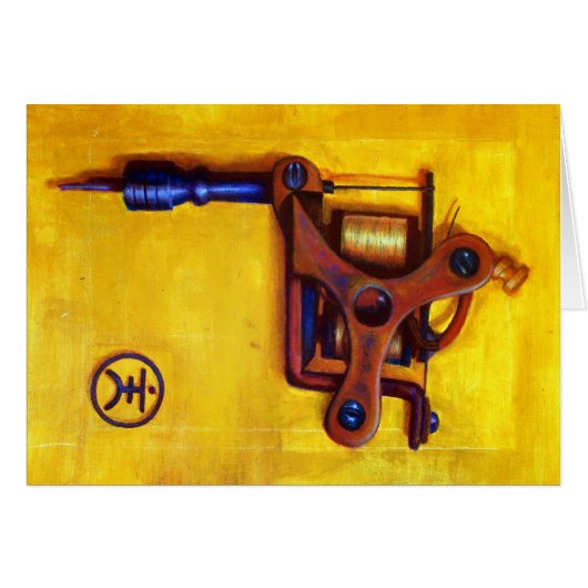 Vintage Tattoo Machine (Yellow) Cards (Front Horizontal)