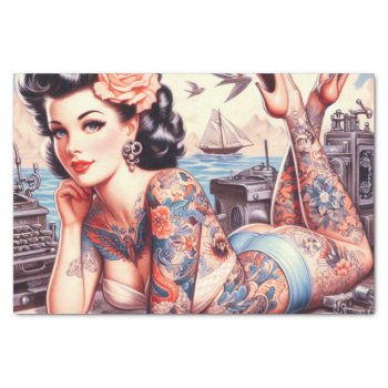 Vintage Tattoo Old School Girl Tissue Paper by retrokdr at Zazzle