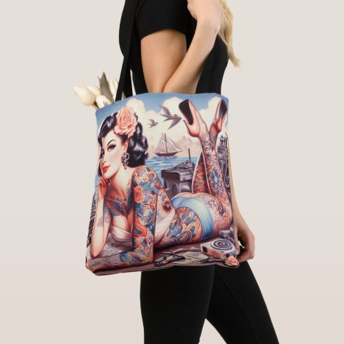 Vintage Tattoo Old School Girl Tote Bag