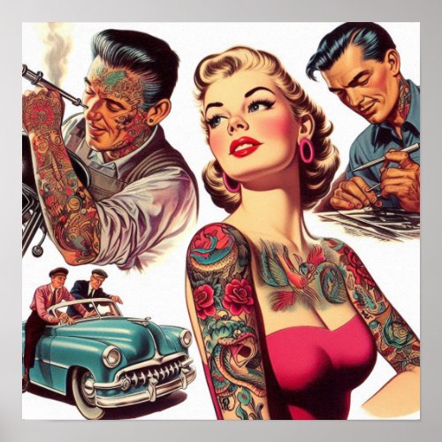 Vintage Tattoo Old School Illustration Poster