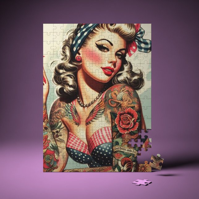 Vintage Tattoo Old School Pin-up Jigsaw Puzzle (Creator Uploaded)
