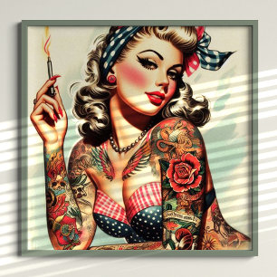 Vintage Tattoo Old School Pin-up Poster