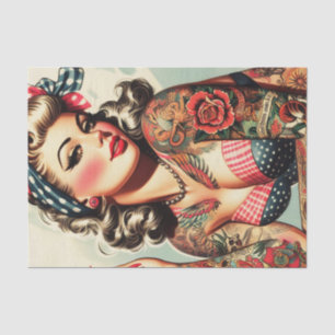 Vintage Tattoo Old School Pin-up Tissue Paper