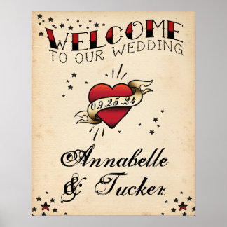 Vintage Tattoo Welcome to Our Wedding Sign