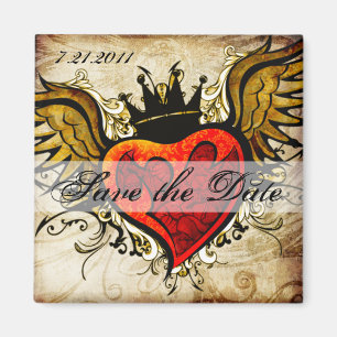 Vintage Tattoo Winged Heart Save the Date magnet