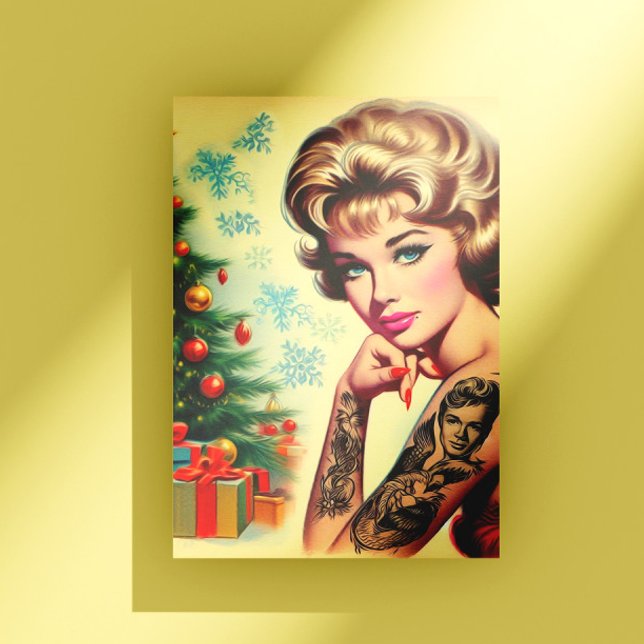 Vintage Tattooed Christmas Pin-up Postcard (Creator Uploaded)