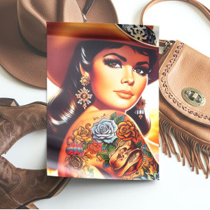 Vintage Tattooed Cowgirl Tissue Paper