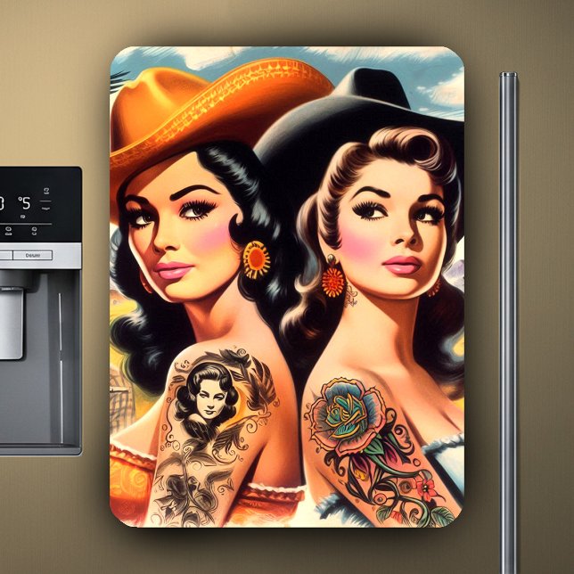 Vintage Tattooed Cowgirls Magnet (Creator Uploaded)