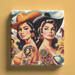 Vintage Tattooed Cowgirls Stone Coaster