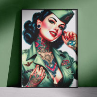 Vintage Tattooed Military Woman