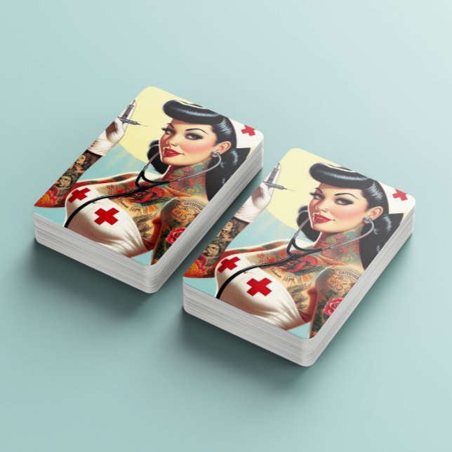 Vintage Tattooed Pin-up Nurse Poker Cards (Creator Uploaded)