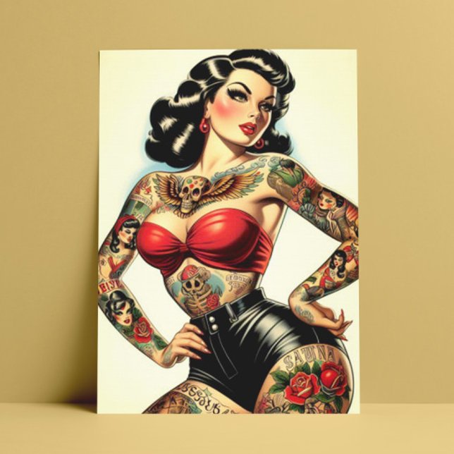 Vintage Tattooed Pin-up Postcard (Creator Uploaded)