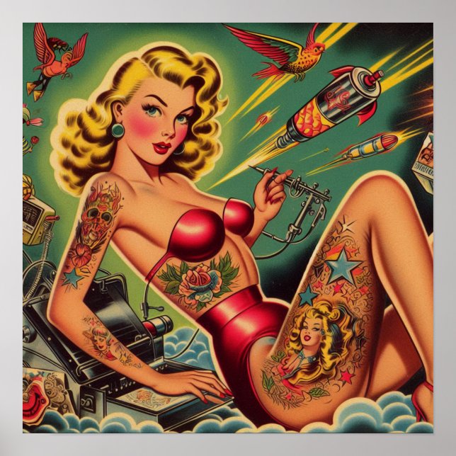 Vintage Tattooed Pin Up Poster (Front)