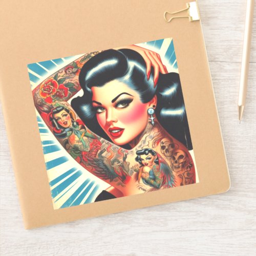 Vintage Tattooed Pin_up Sticker