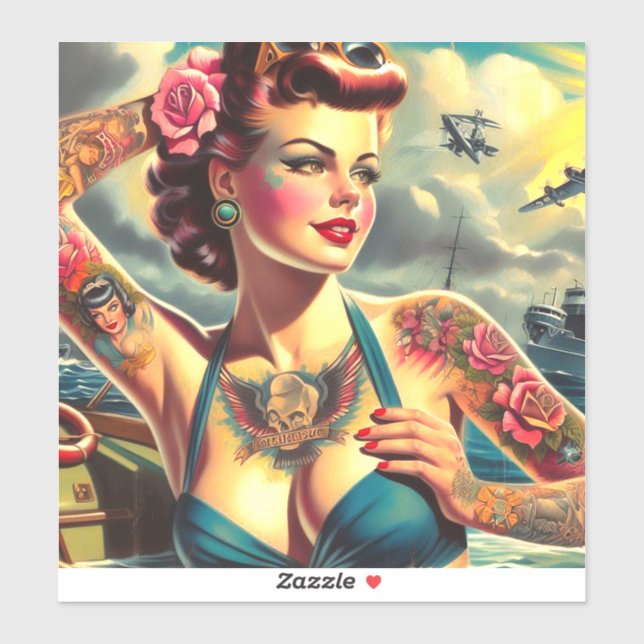 Vintage Tattooed Pin-up Sticker (Sheet)
