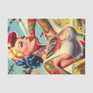 Vintage Tattooed Pin-up Tissue Paper