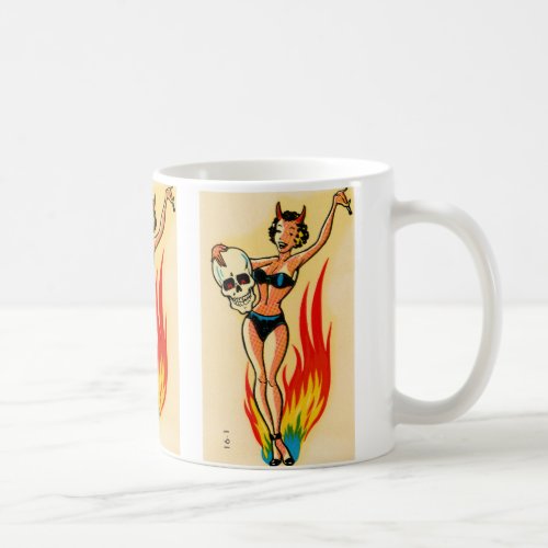 Vintage Tattoos Flaming Pin_Up Girl Coffee Mug