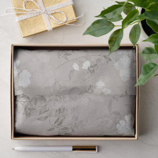 Vintage Taupe Beige Floral Romantic Botanical Tissue Paper